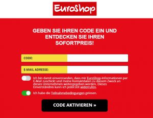 EuroShop Webseite Code einlösen